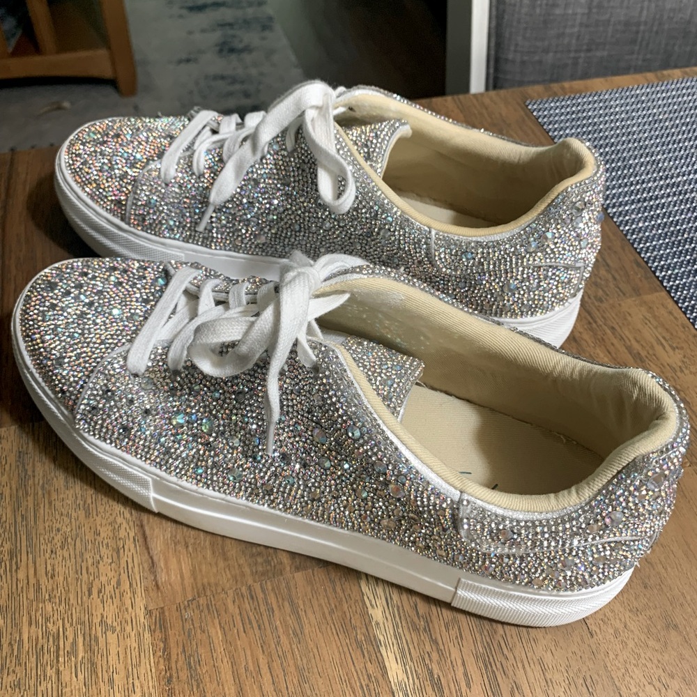 Betsy Johnson Sparkle Tennis Shoe Size 9 Worn approx 3 times No stones missing